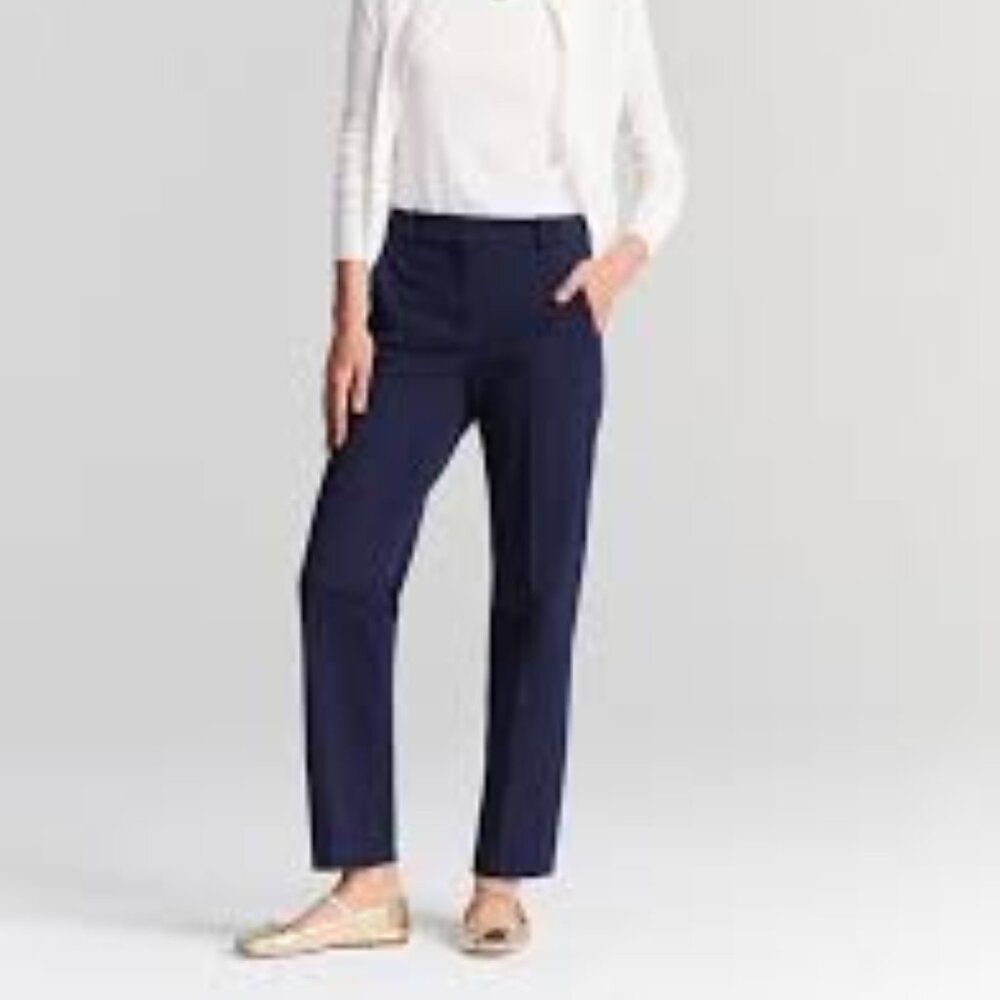 J Crew Navy High Waist Wide Leg Ankle Pants Size 12